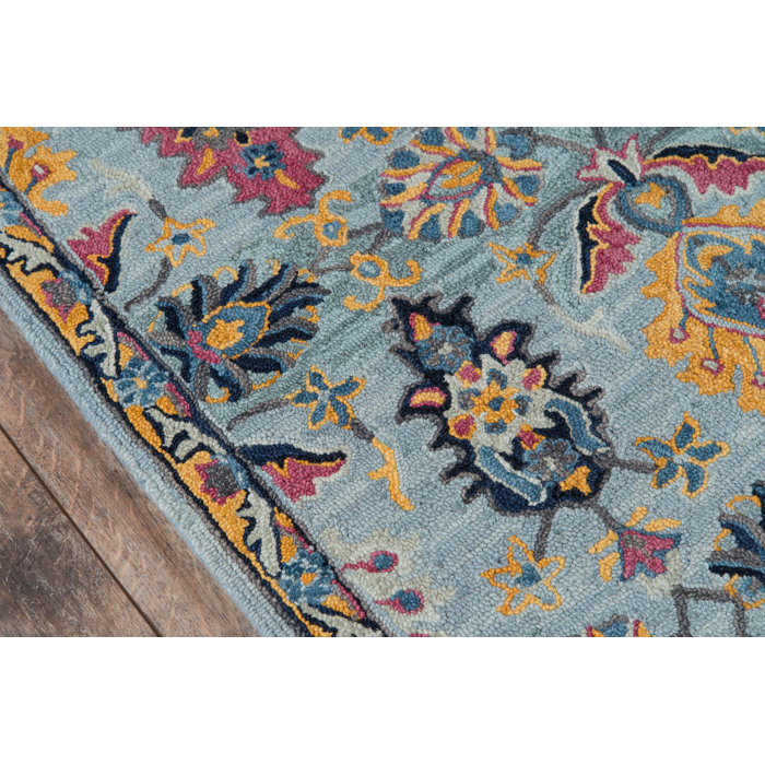 World Menagerie Lancaster Oriental Handmade Tufted Wool Blue Area Rug